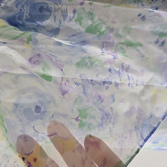 Vintage Y2K Floral Sheer Blouse with Ruffle Detail Long Sleeve. Sz Large - Picture 4 of 9